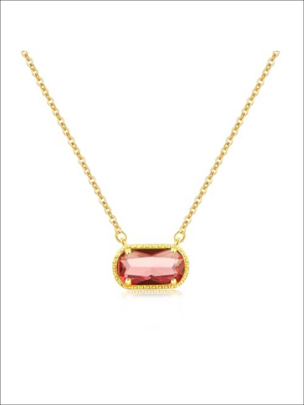 14k Gold Plated Zircon Oval Pendant Necklace
